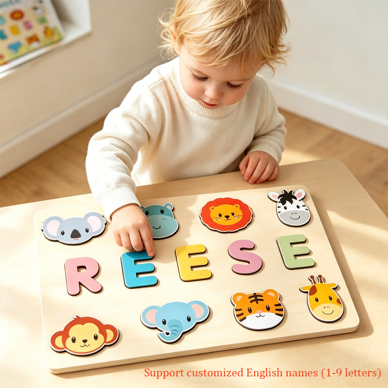 Kids Toys Names - 몬테소리 맞춤형 나무 퍼즐 맞춤 아기