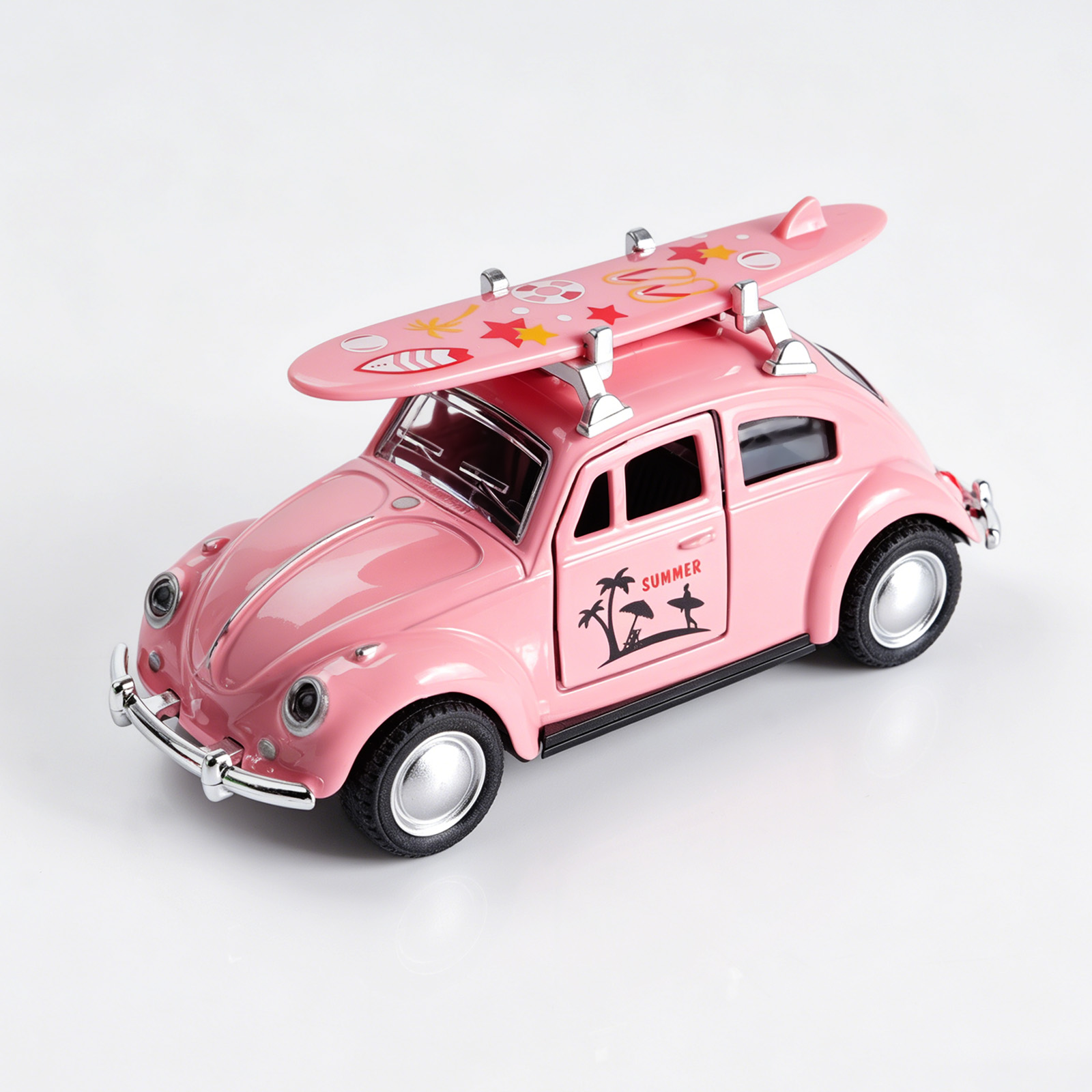 Kids Toys Young - 1:36 핑크색 폭스바겐 비틀 다이캐스트 자동차(서핑보드