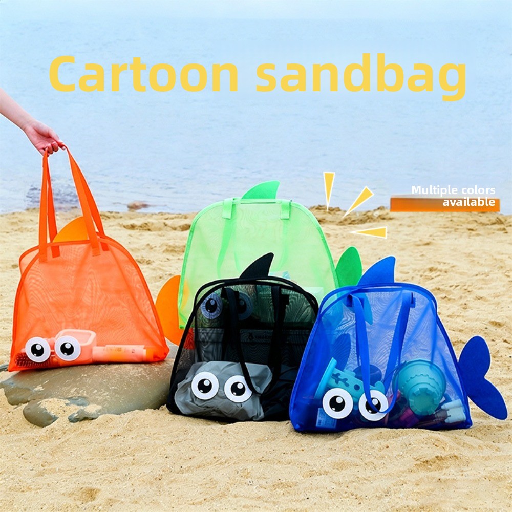 Kids' Toys - 어린이용 메쉬 비치백, 화려한 만화 상어
