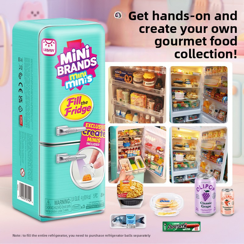 Play Kitchen Set - LED 조명 미니 냉장고 장난감 세트,