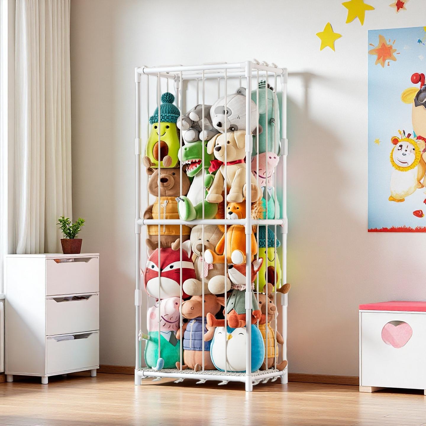 Kids' Toys - 수직형 봉제인형 보관 정리함 동물원 테마