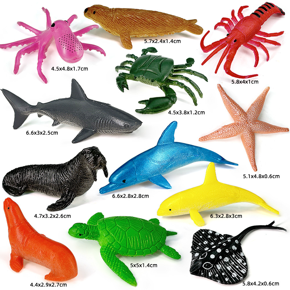 12pcs 오션 바다 생활 세트 동물 모델 게 오징어  - Kids Toys 3 Year Old 리뷰 및 가격
